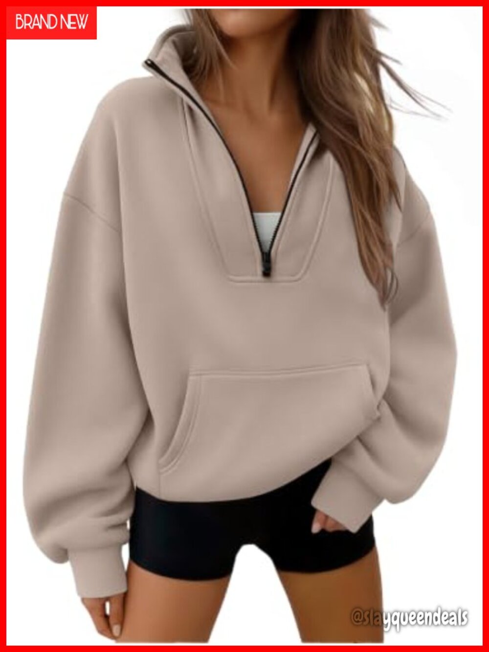 Half Zip Pullover Hoodie Long Sleeve Casual Sweatshirt